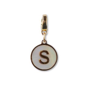 Alphabet Charm-Letter S, Mother of Pearl, Charm Bar, Initial