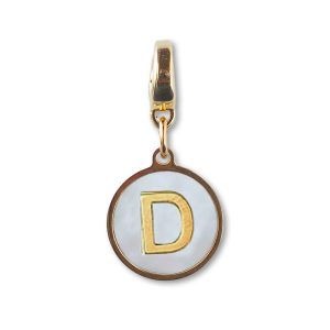 Alphabet Charm-Letter D, Mother of Pearl, Charm Bar, Initial
