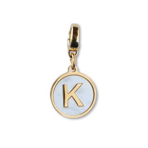 Alphabet Charm-Letter K, Mother of Pearl, Charm Bar, Initial