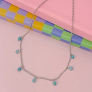 Turquoise Teardrop Silver Necklace
