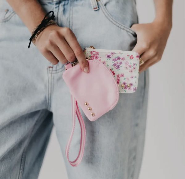 Pink Floral Wristlet