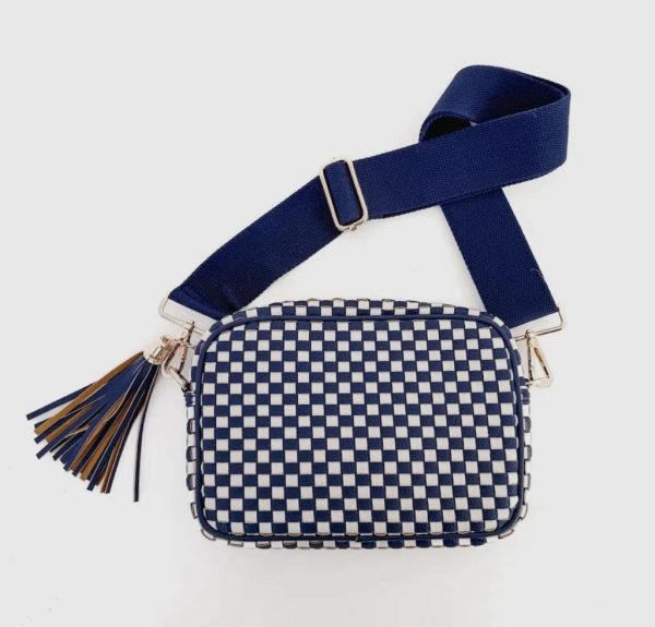 Navy Checkered Crossbody
