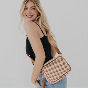 Tan Checkered Crossbody