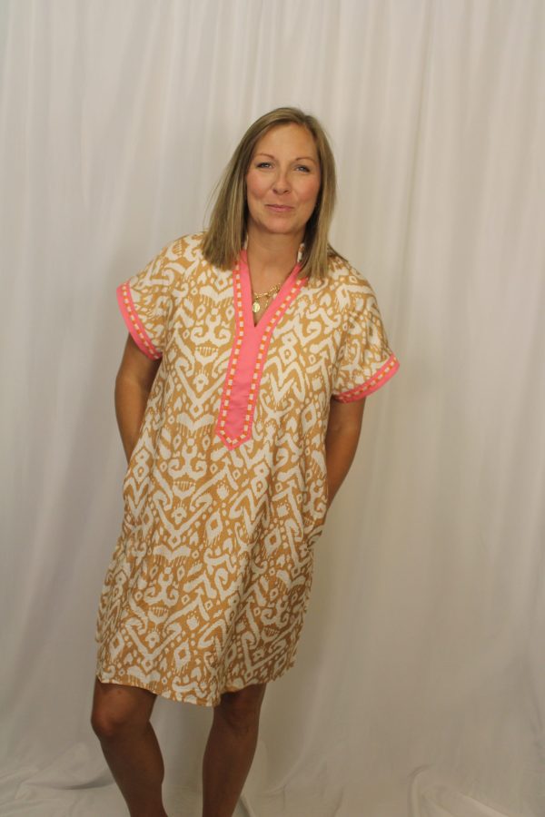 Khaki Patterned Dress