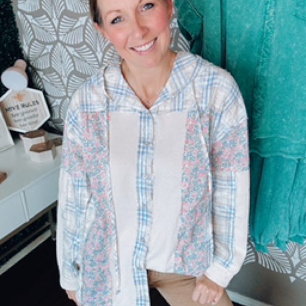 Plaid and floral button down