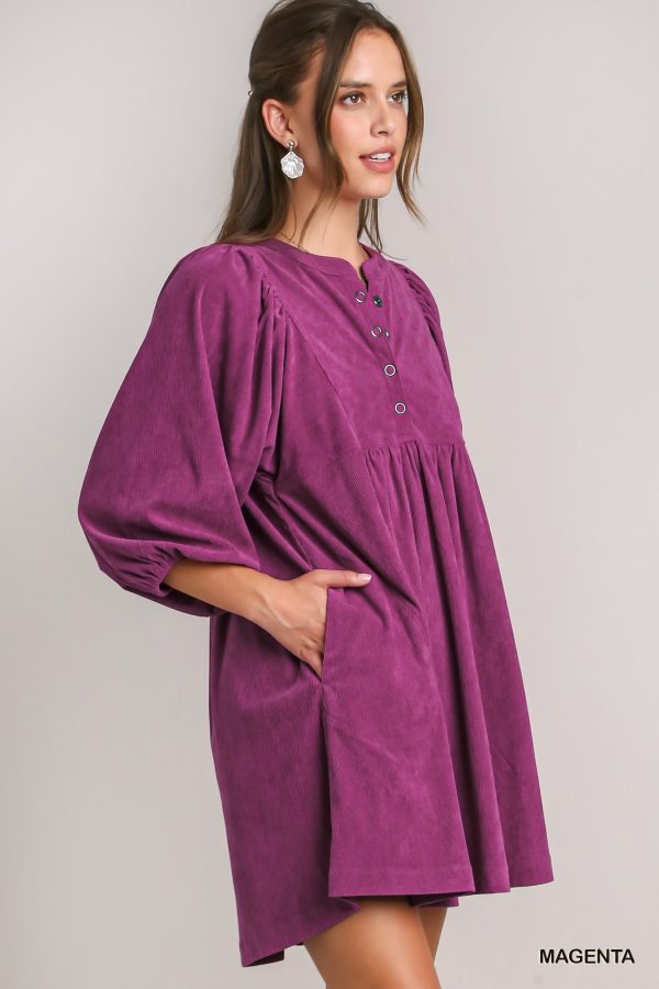 Magenta Corduroy Dress