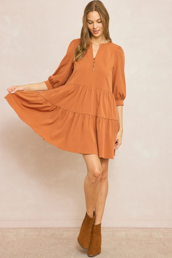 Copper long sleeve dress