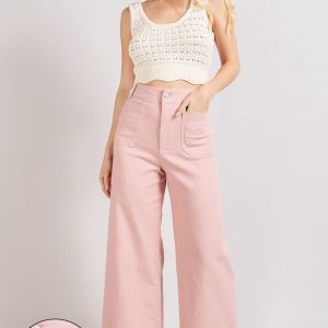 Soft washed wide leg pant - pink