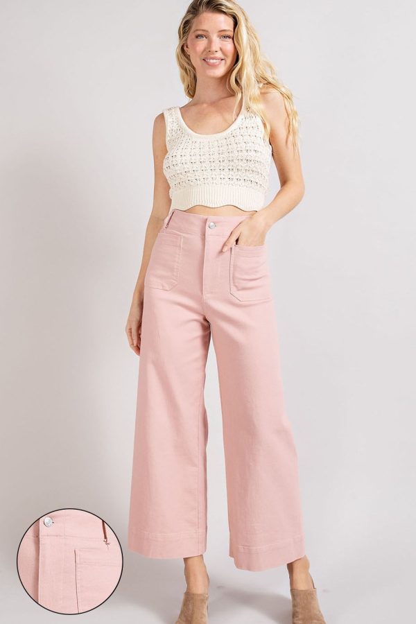 Soft washed wide leg pant - pink