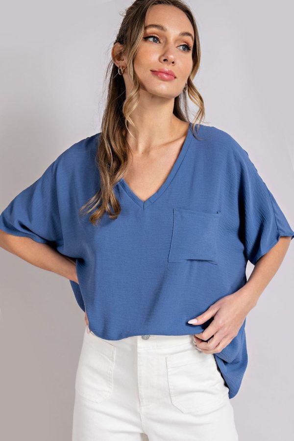 Solid Pocket Tee - Denim
