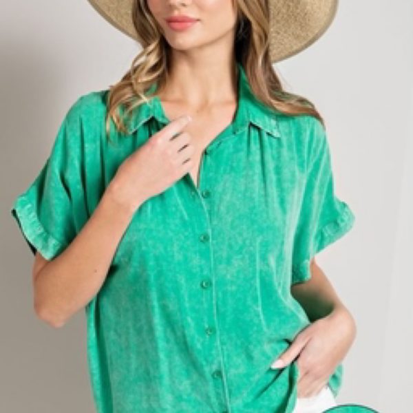 Lucky in Green Mineral Washed Top