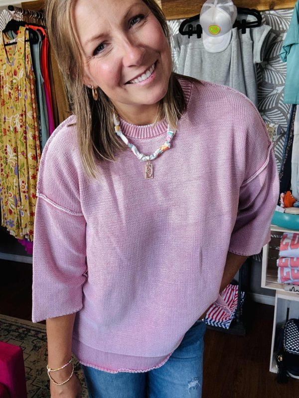 Raspberry Mineral Washed Sweater - Image 3