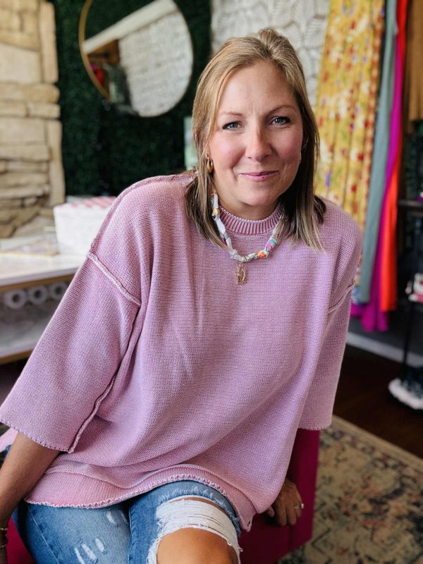 Raspberry Mineral Washed Sweater - Image 7