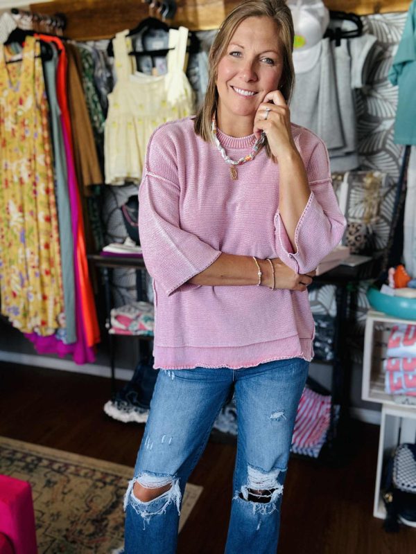 Raspberry Mineral Washed Sweater - Image 6