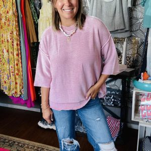 Raspberry Mineral Washed Sweater
