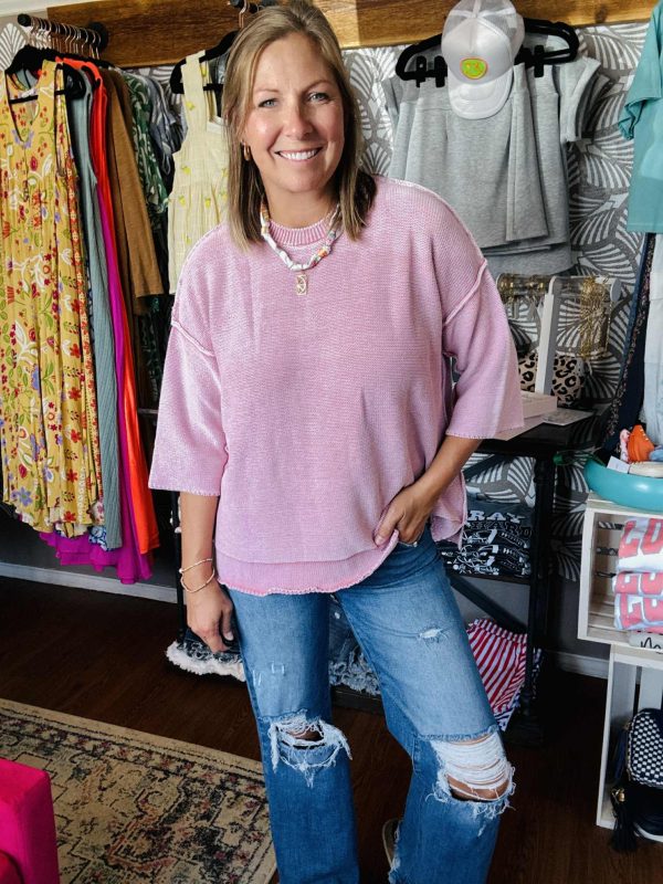 Raspberry Mineral Washed Sweater