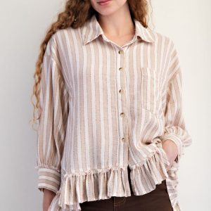 Ruffle Button Down