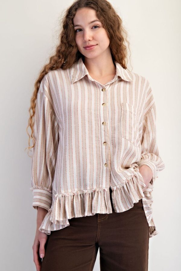 Ruffle Button Down