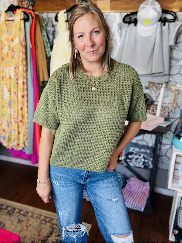 Olive Waffle Knit Sweater